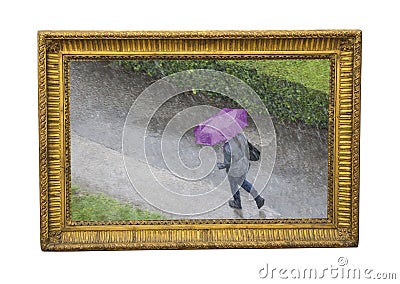 Rain time in the autumn- photograph as painting Cartoon Illustration