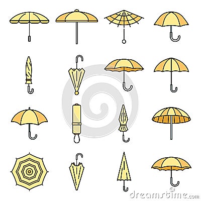 Rain umbrella icons set vector color Vector Illustration