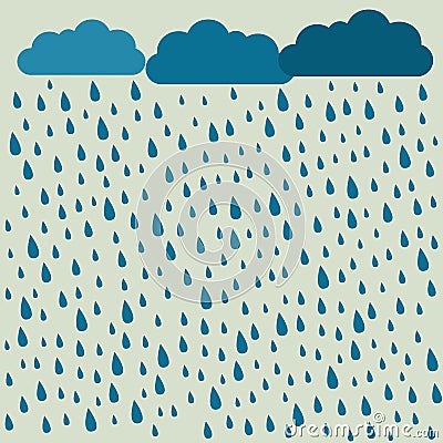 Rain. Vector image with clouds in wet day. Rain pattern. Rain ba Stock Photo
