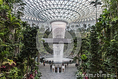 Rain Vortex at Changi Jewel Singapore Editorial Stock Photo