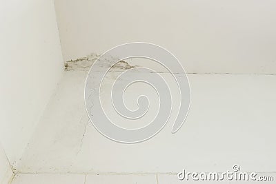 Rain water leaks on the ceiling causing damage, tiles and gypsum board Stock Photo