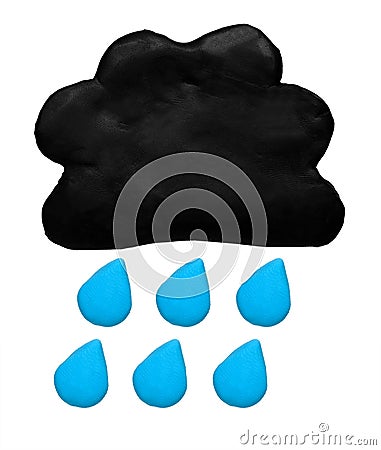 Rain weather forecast icon symbol plasticine clay Stock Photo