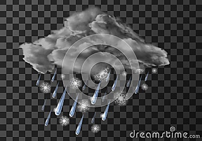 Rain weather meteo icon, falling water droplets Vector Illustration