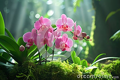 Flora and fauna in humid tropical rainforest Stock Photo