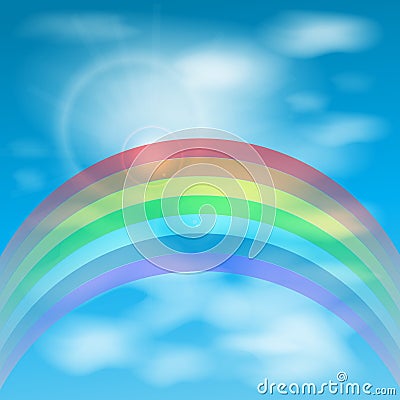 Rainbow against the sky with clouds. illustration Cartoon Illustration