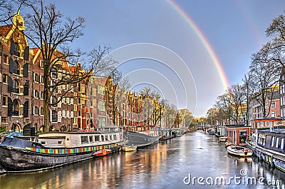 Rainbow in Amsterdam Stock Photo