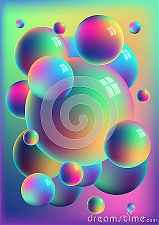 Rainbow anodized titanium balls background Vector Illustration