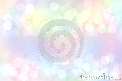 Rainbow background. Abstract fresh delicate pastel vivid colorful fantasy rainbow background texture with defocused bokeh lights. Stock Photo