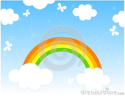 Rainbow background / cartoon Vector Illustration