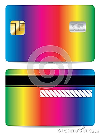 Rainbow bank card design Vector Illustration