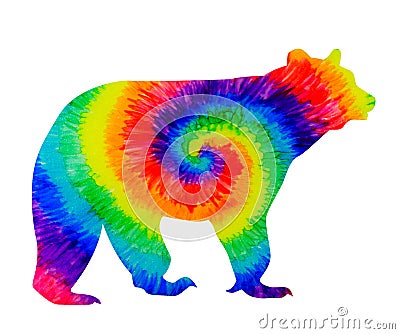 Rainbow Bear in Tie-Dye Inks Stock Photo