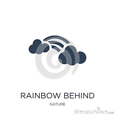 rainbow behind a cloud icon in trendy design style. rainbow behind a cloud icon isolated on white background. rainbow behind a Vector Illustration