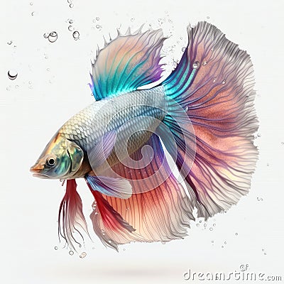 Rainbow Betta Fish. Isolated on White Background. Stock Photo