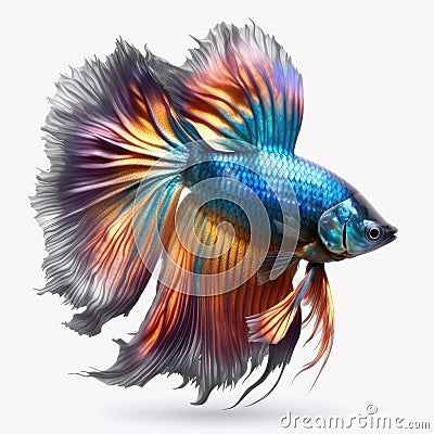 Rainbow Betta Fish. Isolated on White Background. Stock Photo