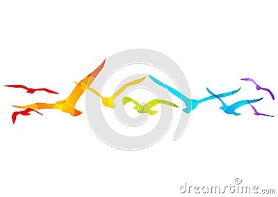 Rainbow birds Vector Illustration