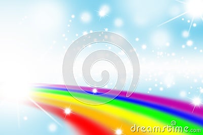 Rainbow on blue background, rainbow backgrounds abstract, abstract background Stock Photo