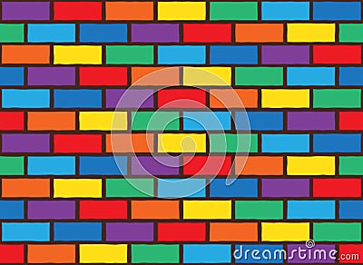 Rainbow bricks pattern Vector Illustration