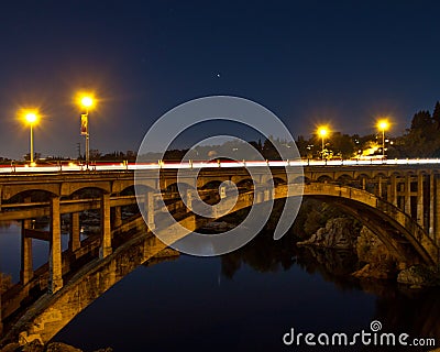 Folsom Rainbow Bridge at Night: A Stunning Digital Art Piece Stock Photo