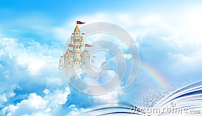 Rainbow bridge from Bible to heaven castle Stock Photo