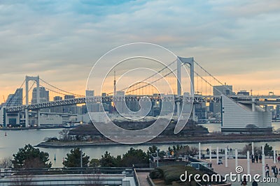 Rainbow bridge in evening time Stock Photo