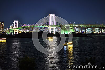 Rainbow bridge in Odaiba, Tokyo, Japan Stock Photo