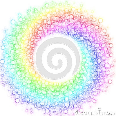 Rainbow Bubbles Spiral Circular Frame Stock Photo