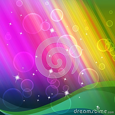 Rainbow Bubbles Background Shows Circles And Ripples Stock Photo