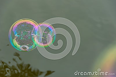 The rainbow bubbles from the bubble blower Stock Photo