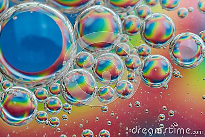 Rainbow Bubbles Oil on Water 10 Stock Photo