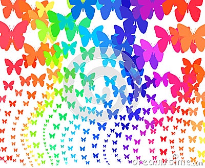 Rainbow butterflies Stock Photo