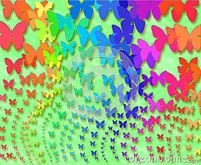 Rainbow butterflies Stock Photo