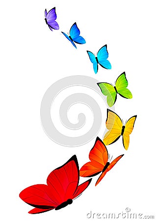 Rainbow butterflies background Vector Illustration