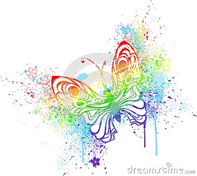 Rainbow butterfly Vector Illustration