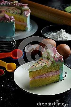 Rainbow cake. Stock Photo