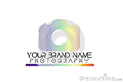 Rainbow camera logo on white background. Vector Illustration