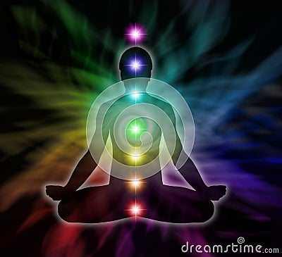 Rainbow Chakra Meditation Stock Photo