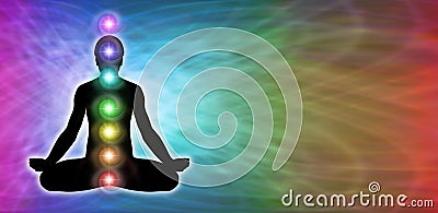 Rainbow Chakra Meditation Website Banner Stock Photo