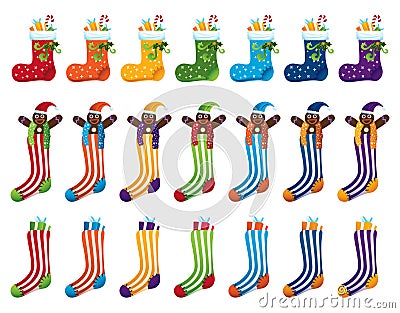 Rainbow Christmas socks Stock Photo