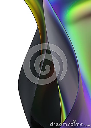 Rainbow in chrome Thin, sharp and wide metal plate Abstract, dramatic, modern, luxurious and exclusive 3D rendering graphic design Cartoon Illustration