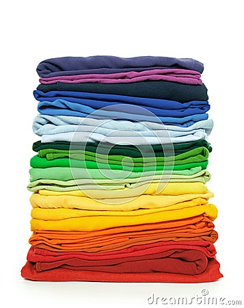 Rainbow clothes pile Stock Photo