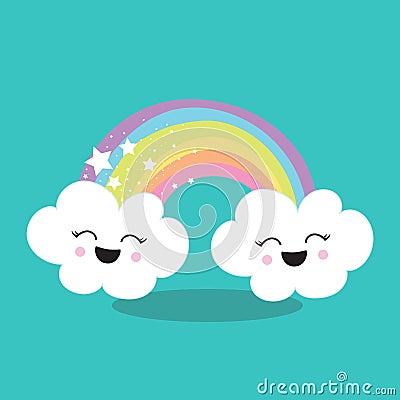 rainbow cloud bridge 04 Vector Illustration