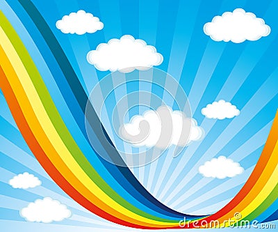 Rainbow and clouds. Vector Illustration