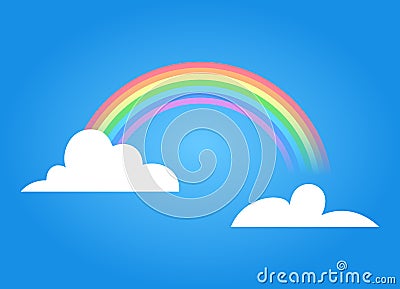 Rainbow with clouds. Vector Illustration