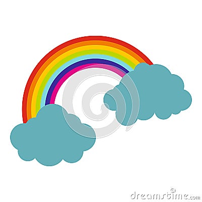 Rainbow and clouds icon isolated Vector Illustration