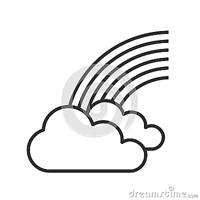 Rainbow with Clouds Outline Icon on White Vector Illustration