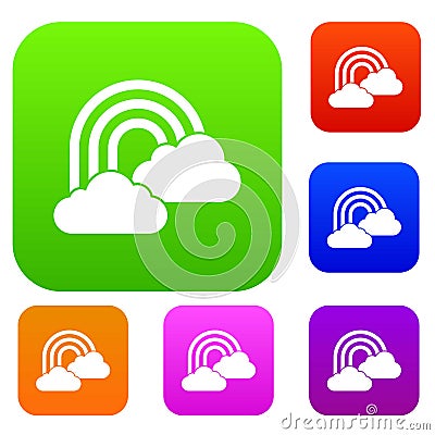 Rainbow and clouds set collection Vector Illustration