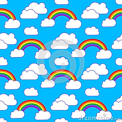 Rainbow and clouds Vector Illustration