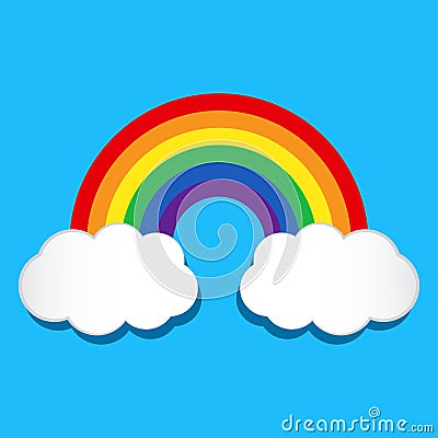 Rainbow and clouds. Vector illustration Cartoon Illustration