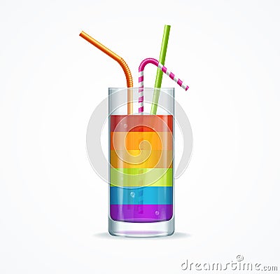 Rainbow Cocktail Glass. Vector Vector Illustration