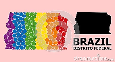 Rainbow Collage Map of Brazil - Distrito Federal for LGBT Vector Illustration